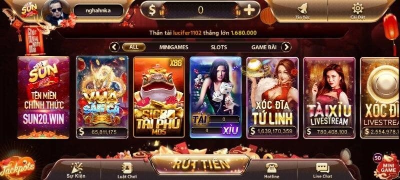 Kho game khủng của sảnh casino tại sunwin